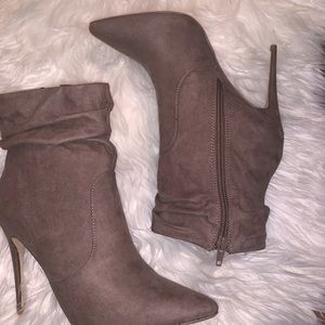 Sexy taupe heeled booties
